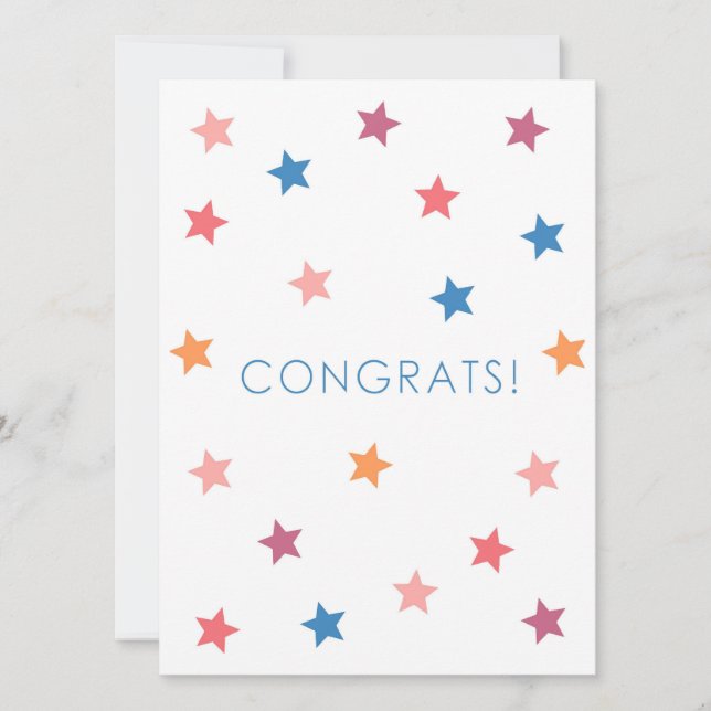 Congrats Colourful Stars Blank Card (Front)
