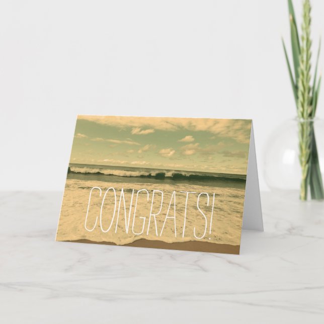 "CONGRATS!" Congratulations Card with Ocean Waves (Front)