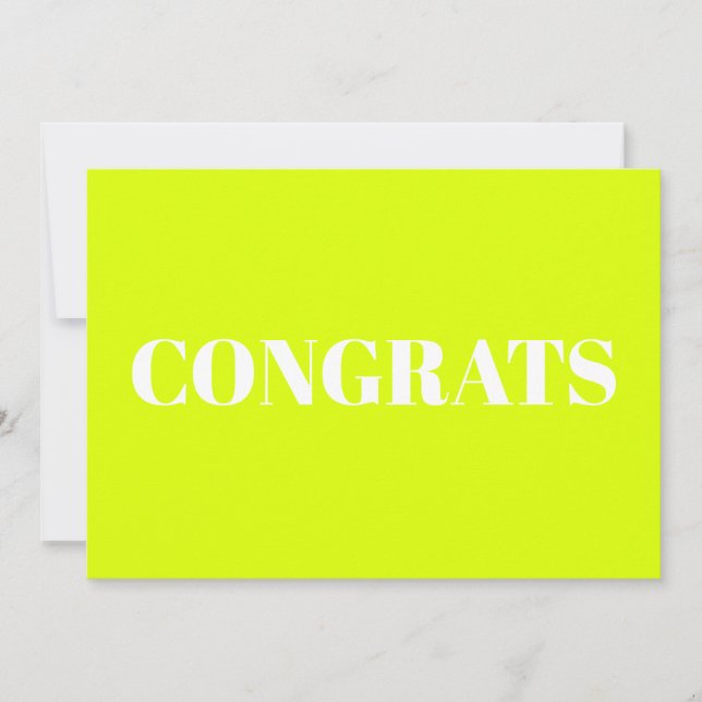 Congrats Congratulations chartreuse green card (Front)