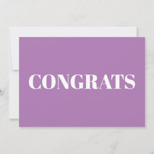 Congrats, Congratulations, lavender white card