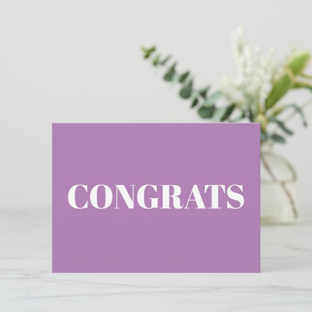 Congrats, Congratulations, lavender white modern Card (Standing Front)