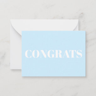 Congrats, Congratulations, light blue white card