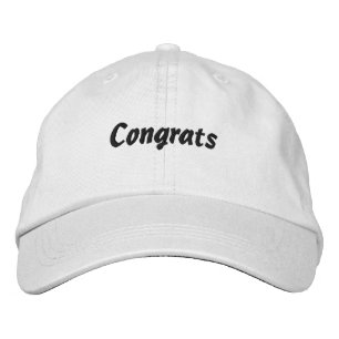 Congrats Custom Text with White Hats Black Text 