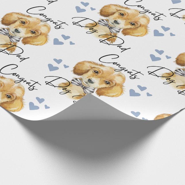 Congrats Dog Dad Wrapping Paper  (Corner)