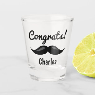 Congrats for him moustache shot glass