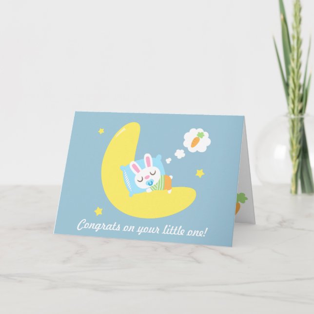 Congrats for New Parents Baby Bunny in Dreamland Card (Front)