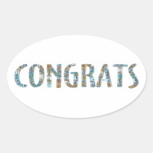 Congrats-Glitter II Oval Sticker