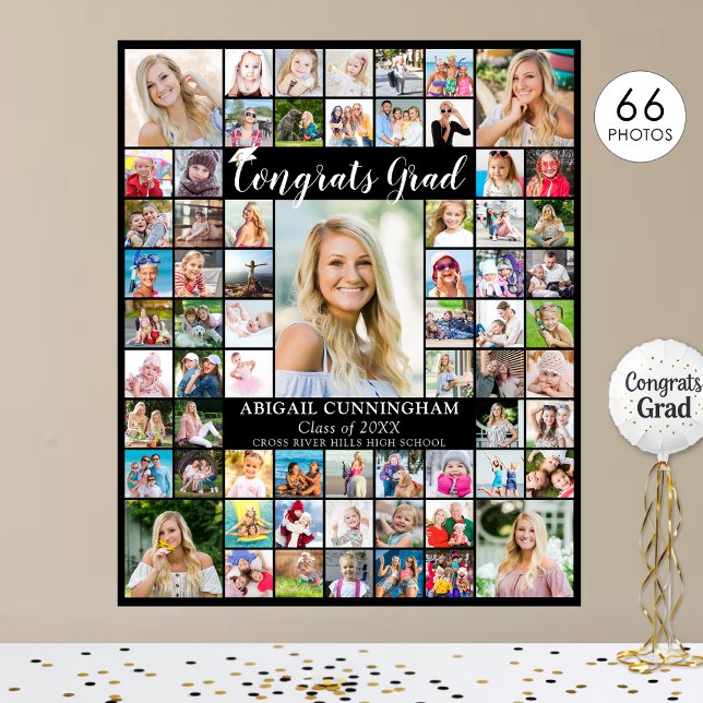 Congrats Grad 66 Photo Collage Custom Colour Poster (Creator Uploaded)