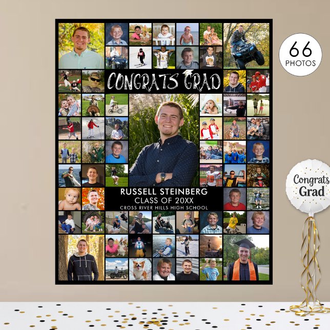 Congrats Grad 66 Photo Collage Custom Colour Poster (Creator Uploaded)