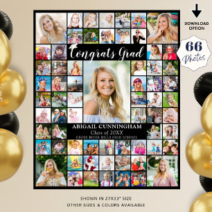 Congrats Grad 66 Photo Collage Custom Colour Poster
