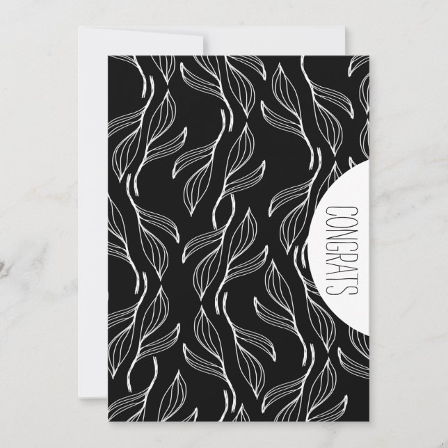 Congrats Grad Abstract Monochrome Leaves Card (Front)