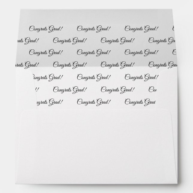 Congrats grad black custom script elegant pattern envelope (Back (Bottom))