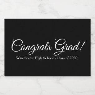 Congrats grad black custom script text class year food label