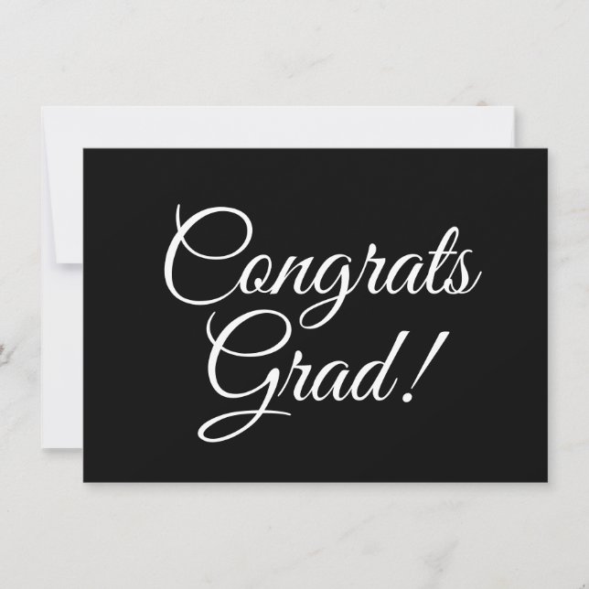 Congrats grad black elegant script calligraphy card (Front)