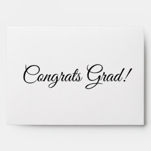 Congrats grad black script modern interior elegant envelope