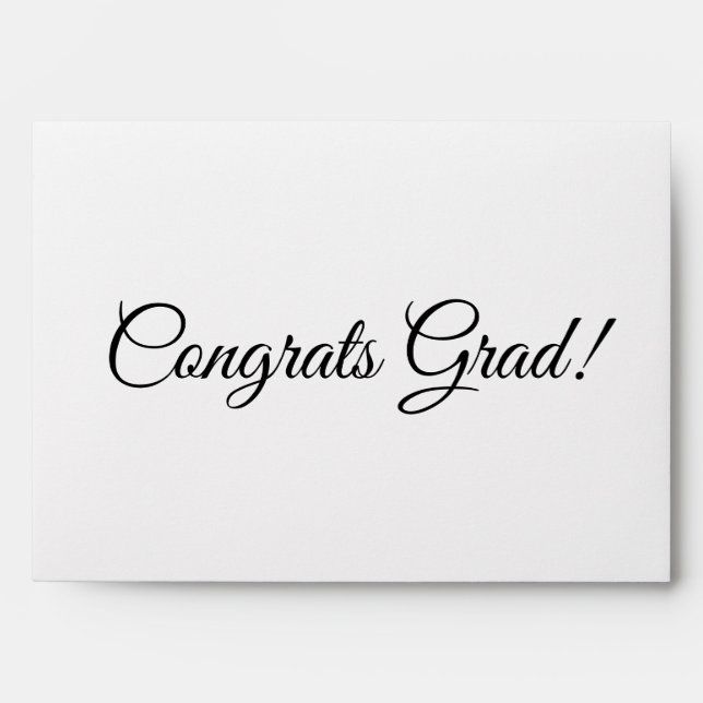 Congrats grad black script modern interior elegant envelope (Front)