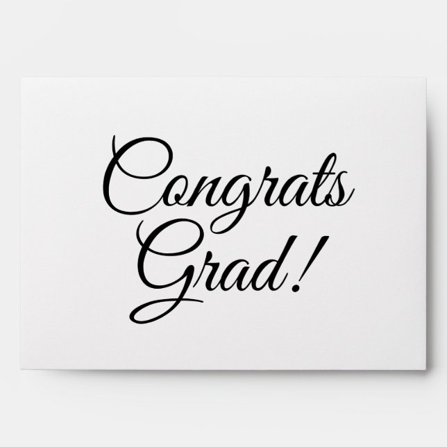 Congrats grad black script modern simple elegant envelope (Front)