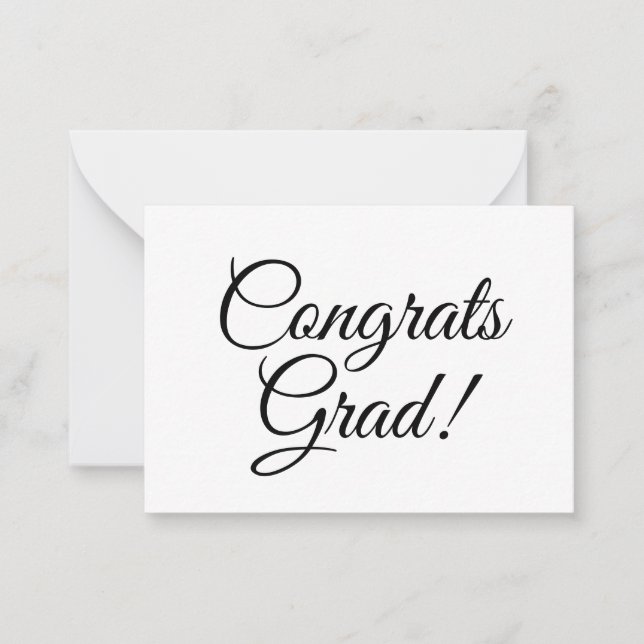 Congrats grad black white custom script text card (Front)