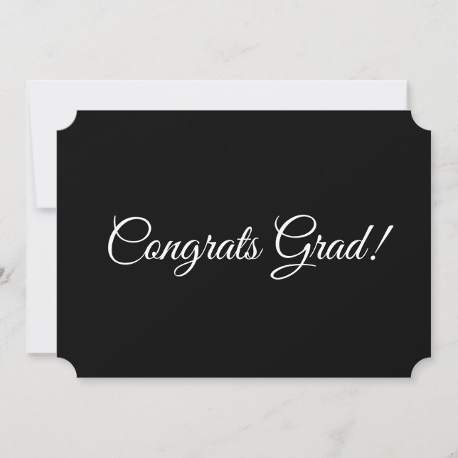 Congrats Grad black white script simple elegant Card (Front)