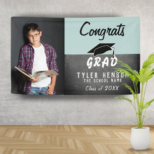 Congrats Grad Chalkboard Photo Graduation Party Banner