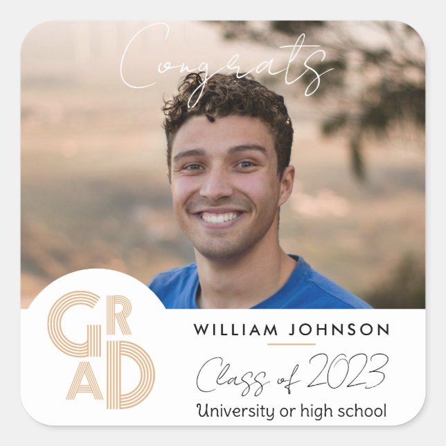 Congrats Grad Class of 2023 Square Sticker (Front)
