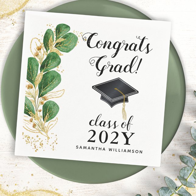 Congrats Grad Class of 2025 Elegant Graduation Napkin (Creator Uploaded)