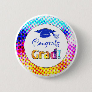 Congrats Grad Colours, Fun 6 Cm Round Badge