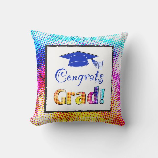 Congrats Grad Colours, Fun Cushion (Front)