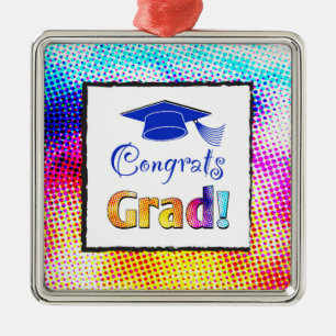 Congrats Grad Colours, Fun Metal Ornament