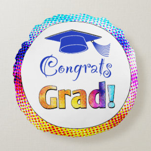 Congrats Grad Colours, Fun Round Cushion