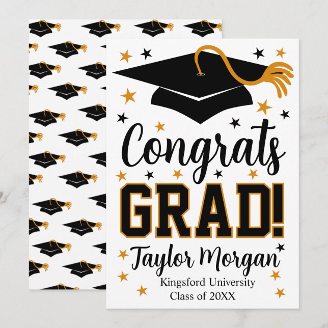 Congrats Grad Custom Name Graduation Invitation (Front/Back)