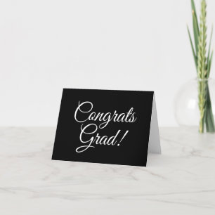 Congrats grad elegant script black graduation card