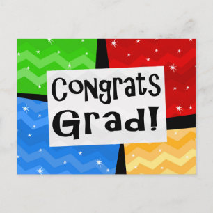 Congrats Grad Festive Multicolor Graduation Party Invitation Postcard