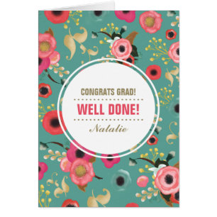 Congrats Grad. Floral Pattern Custom Card