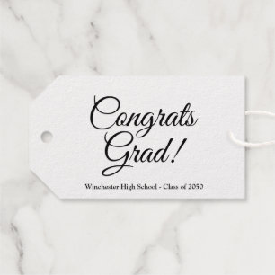 Congrats grad gold black custom school class year  gift tags