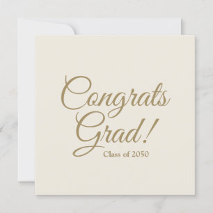 Congrats grad gold cream custom script graduation card