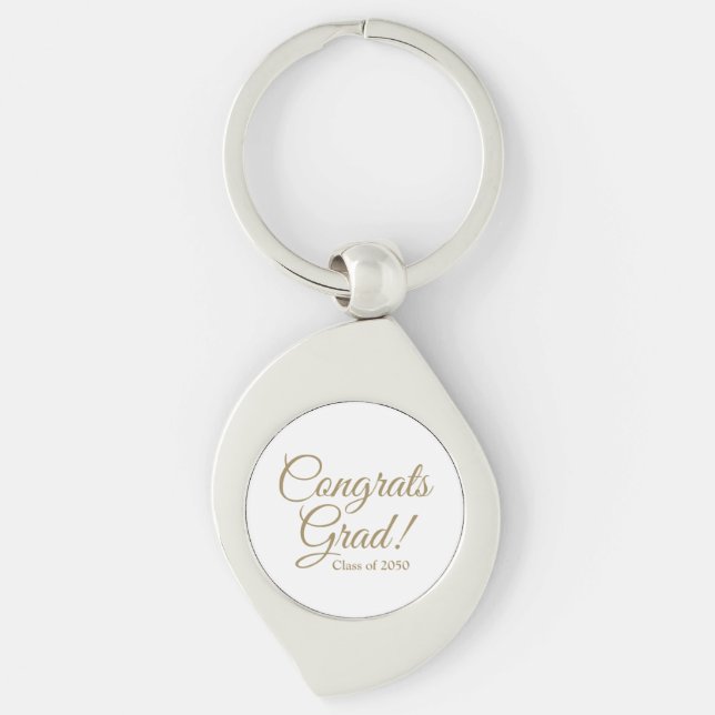 Congrats grad gold custom class year elegant key ring (Front)