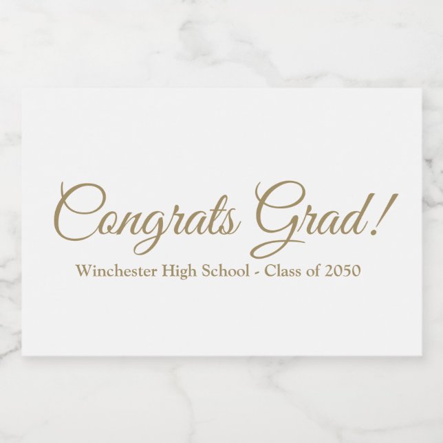 Congrats grad gold custom script text class year food label (Single Label)