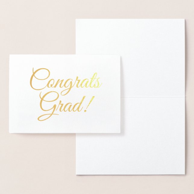 Congrats grad gold elegant script graduation foil card (Display)
