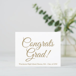 Congrats grad gold school class year elegant postcard