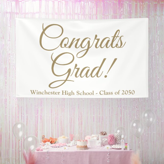 Congrats grad gold script class year elegant banner (Party)