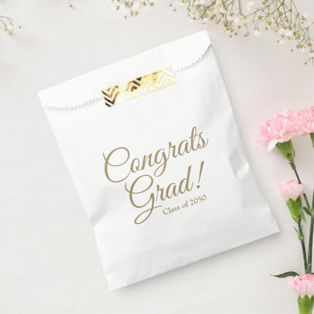 Congrats grad gold script class year elegant favour bag (Sealed)