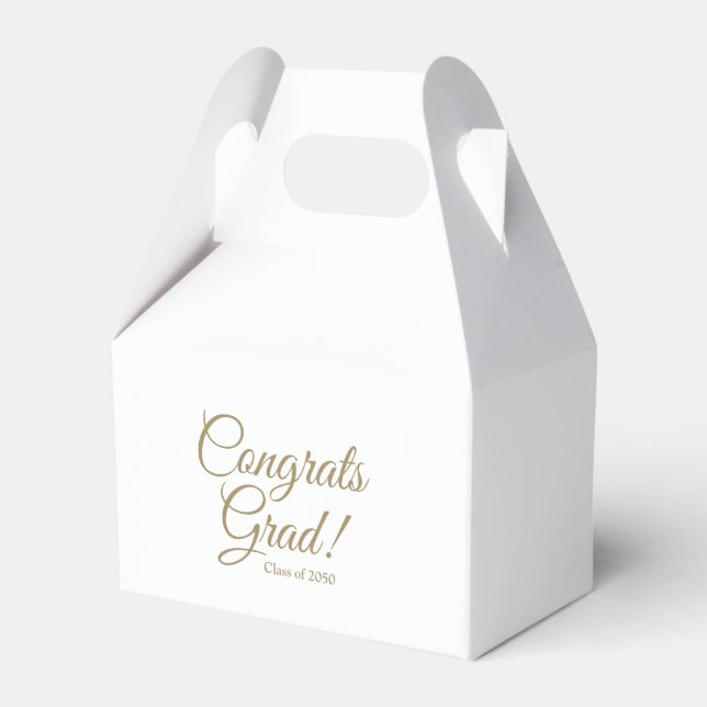 Congrats grad gold script class year elegant favour box (Front Side)