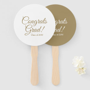 Congrats Grad gold script class year elegant Hand Fan