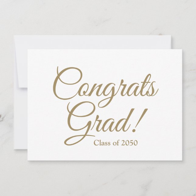 Congrats grad gold white custom script elegant card (Front)