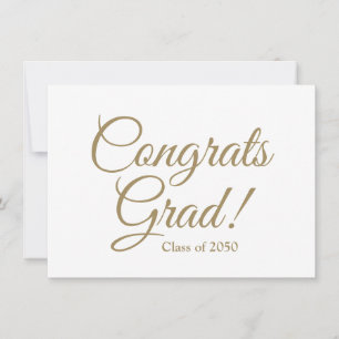 Congrats grad gold white custom script elegant card