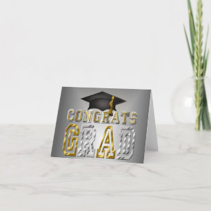 Congrats Grad Graduation - Black Silver Gold Card