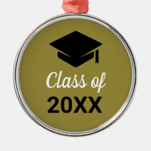 Congrats Grad Graduation Cap Class Of Any Year Metal Ornament