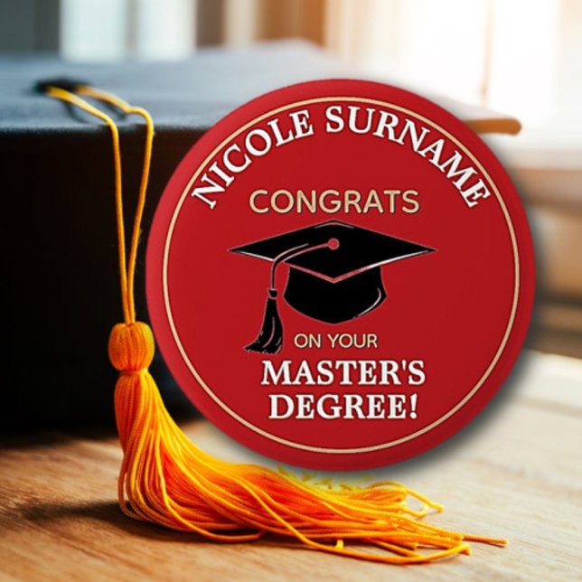 Congrats Grad! Master's degree custom  6 Cm Round Badge (Creator Uploaded)