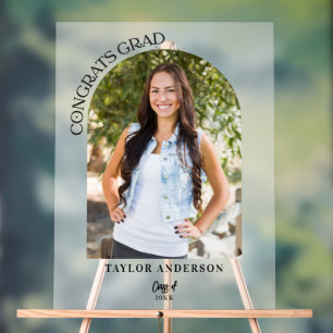 Congrats Grad Modern Arch Photo Graduation Frosted Acrylic Sign